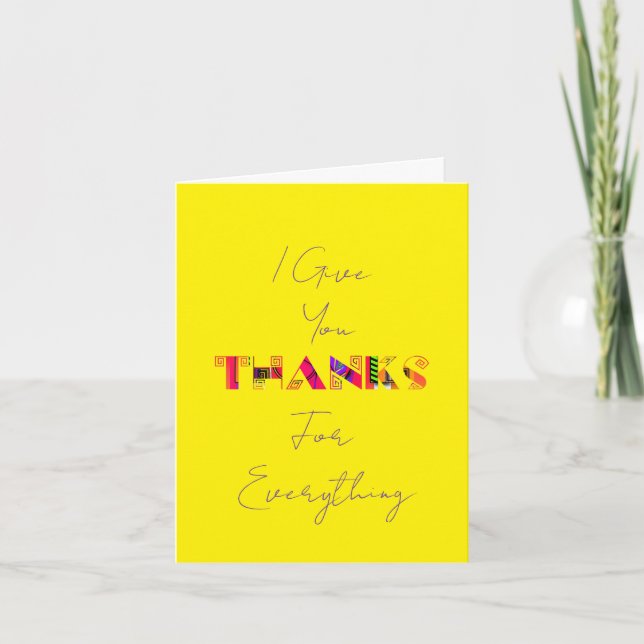 Thank You For Everything Yellow  Card (Front)