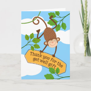 Thank You for Get Well Gift - Monkey Cartoon
