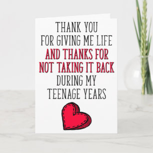 Thank You For Giving Me Life, Mother's Day Card