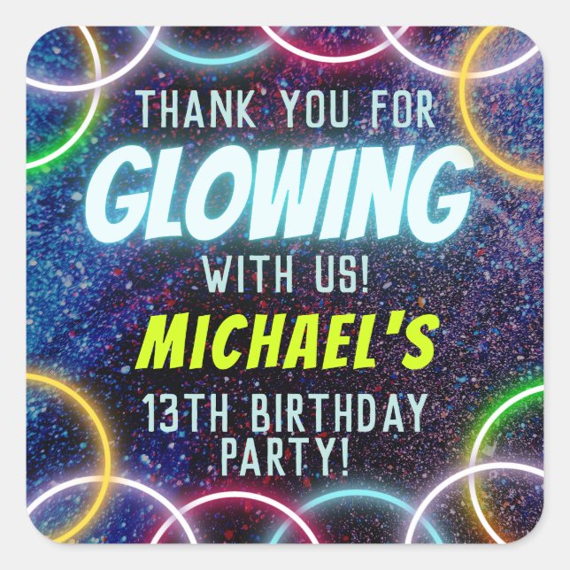 Thank You for Glowing with Us Glow in the Dark Square Sticker (Front)