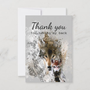 Thank You for Having my Back Wolf and Cub Card