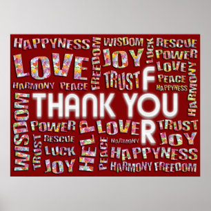 Thank You For ... Hearts   darkred Poster