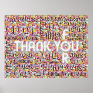 Thank You For ... Hearts pattern Poster