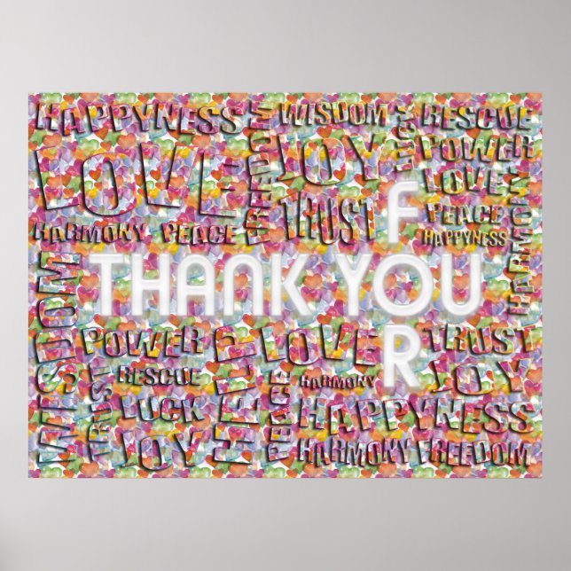 Thank You For ... Hearts pattern Poster (Front)