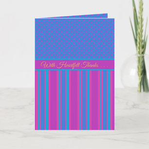 Thank You for Help Card: Magenta and Blue Patterns Card