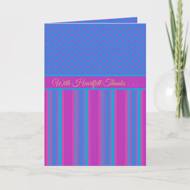 Thank You for Help Card: Magenta and Blue Patterns Card (Front)