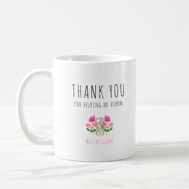 Thank you for helping me bloom, cactus pink coffee mug (Left)