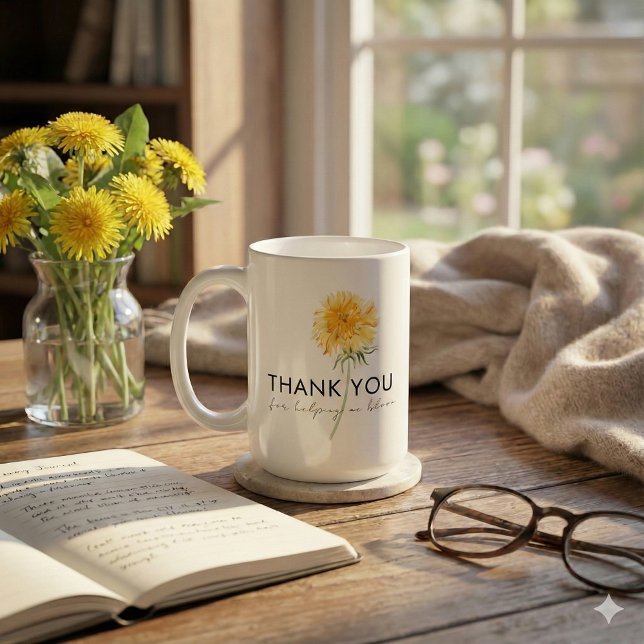 Thank You For Helping Me Bloom Mug (Show your gratitude with this beautiful dandelion, "Thank you for helping me bloom" mug! )