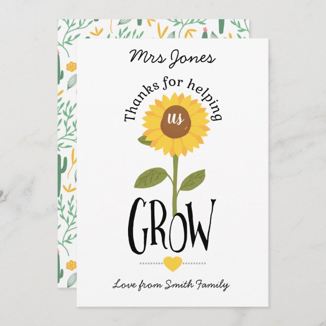 Thank you for helping me grow card holder voucher (Front/Back)