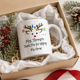 Thank You for Helping Me Grow Christmas Reindeer Coffee Mug