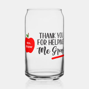 Thank You For Helping Me Grow Custom Teacher Gift Can Glass