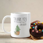 Thank You for Helping Me Grow Fir Tree Teacher Coffee Mug<br><div class="desc">Teacher gift mug with cute illustration and trendy skinny font typography. The template is ready for you to personalise with your name and you can also add your teacher's name on the back as well as a tagline if you wish (such as, best teacher ever). The design features the wording...</div>