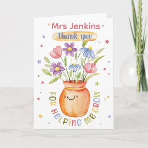 Thank You for Helping Me Grow – Floral Teacher Card
