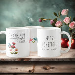 Thank You for helping Me Grow Flowers Teacher Coffee Mug<br><div class="desc">Teacher gift mug with cute illustration and trendy skinny font typography. The template is ready for you to personalise with your name and you can also add your teacher's name on the back as well as a tagline if you wish (such as, best teacher ever). The design features the wording...</div>