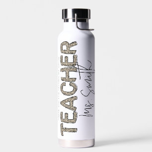 Thank You for Helping Me Grow Leopard Teacher Name Water Bottle