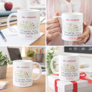 Thank You For Helping Me Grow Personalised Teacher Mug