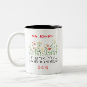 Thank You For Helping Me Grow Personalised Teacher Two-Tone Coffee Mug