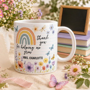 Thank You for Helping Me Grow Rainbow Teacher Coffee Mug