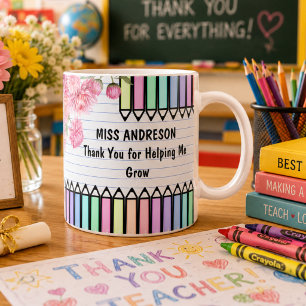 Thank You for Helping Me Grow Teacher Appreciation Coffee Mug