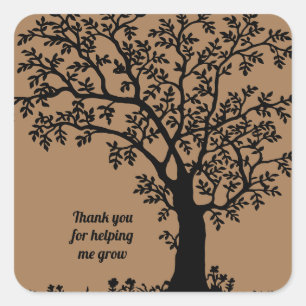 Thank You For Helping Me Grow Teacher Appreciation Square Sticker