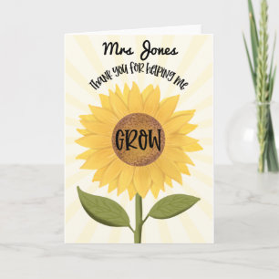 THANK you for helping me grow TEACHER CARD