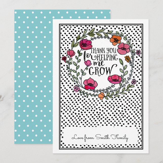 Thank you for helping me grow teacher gift card (Front/Back)