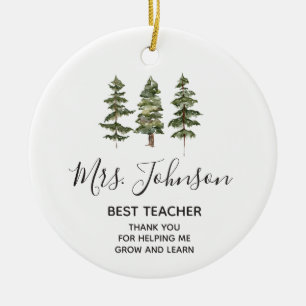 Thank You for Helping Me Grow Teacher Pine Tree Ceramic Tree Decoration