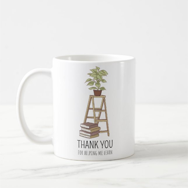 Thank you for helping me learn, books & botantical coffee mug (Left)