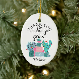 thank you for helping us grow cactus teacher ceramic tree decoration