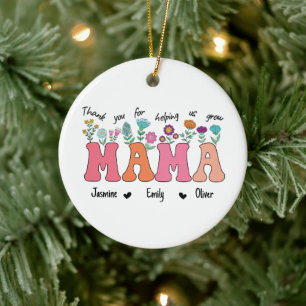 Thank you for helping us grow, Mama Ceramic Tree Decoration