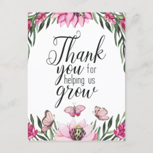 Thank You For Helping Us Grow -  Postcard