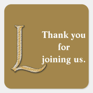 Thank You for Joining Us Gold Silver Monogram L Square Sticker