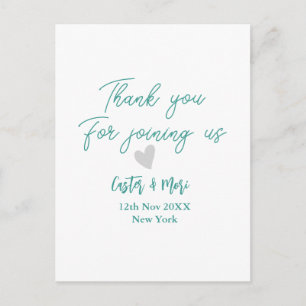 thank you for joining us name green couple heart postcard