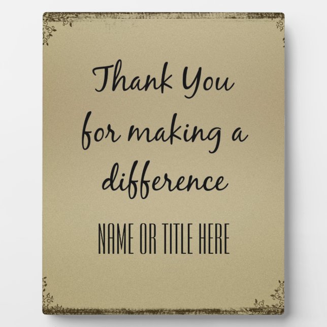Thank you for Making a Difference Plaque (Front)