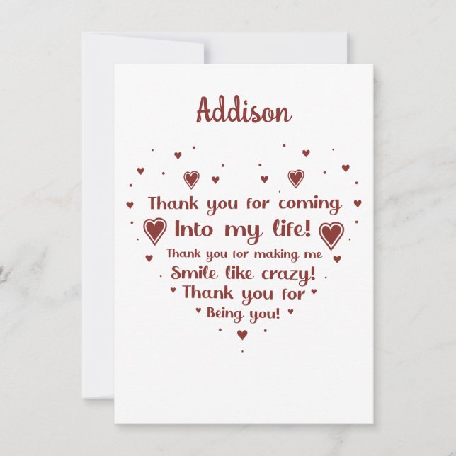 Thank you for making me smile card (Front)