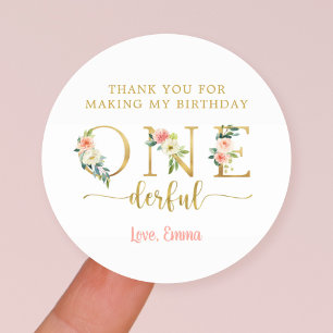 Thank You For Making My Birthday Onederful Girl Classic Round Sticker