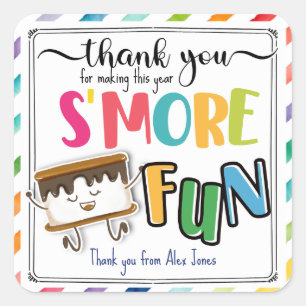 Thank you for making this year s'more fun favor  square sticker