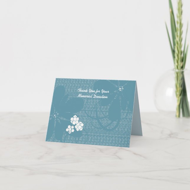 Thank You for Memorial Donation Pastel Blue Floral (Front)