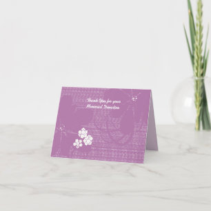 Thank You for Memorial Donation, Purple Floral Card