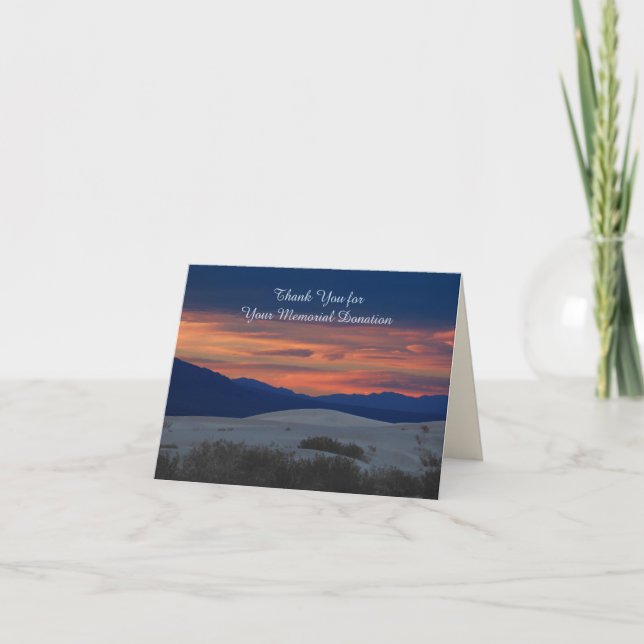 Thank You for Memorial Donation, Sunset at Dunes (Front)