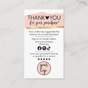 Thank You For Order and Washing Instructions Card