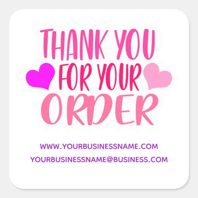 Thank You For Order Business Square Sticker (Front)