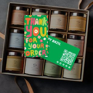 Thank You for Order Daisies Cute Social QR Code  Business Card