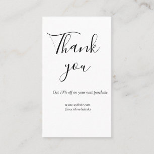 Thank you for order discount code website social b business card