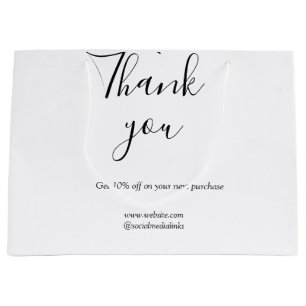 Thank you for order discount code website social b large gift bag