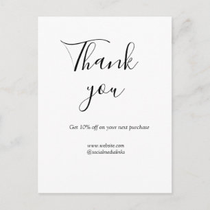 Thank you for order discount code website social b postcard