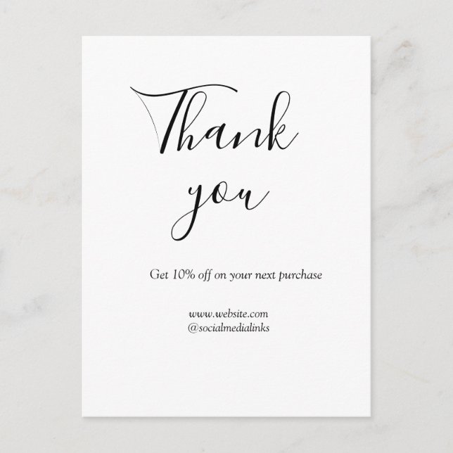 Thank you for order discount code website social b postcard (Front)