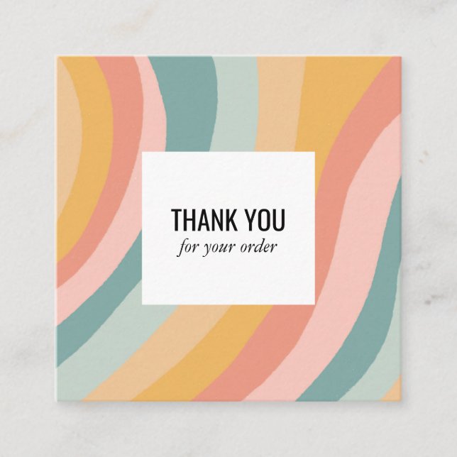 Thank you for Order Rainbow Minimalist Stripes Square Business Card (Front)