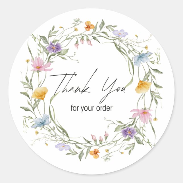 Thank You For Order Round Sticker (Front)