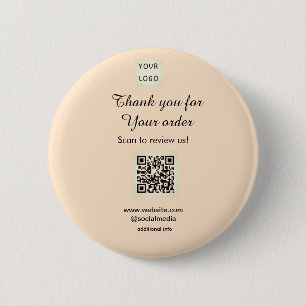 Thank you for order scan Review us business logo 6 Cm Round Badge
